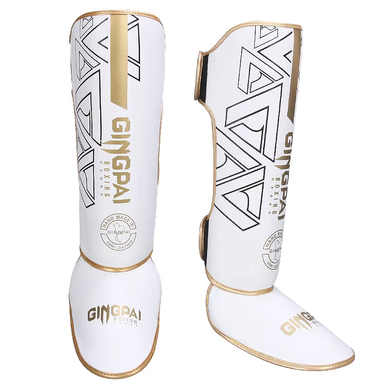 High-Quality PU Leather Boxing Shin Guards Ankle Support Protector MMA Muay Thai Training Leg Warmers Light Kicking Shin Pads